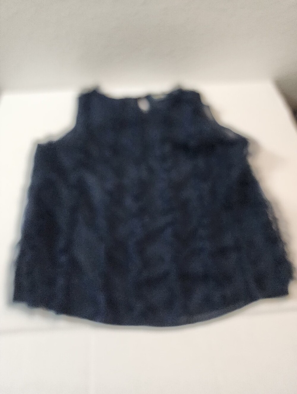Maeve Anthropologie Ruffled Tulle Tank Navy Swiss Dot Mesh Sleeveless Top M - Picture 8 of 8
